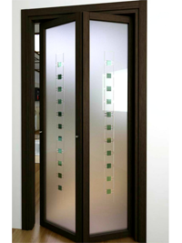Складные двери гармошка с матовым стеклом Черемхово